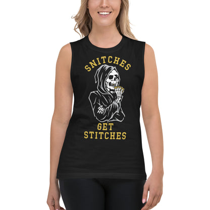 SNITCHES GET STITCHES - BLACK - Muscle Shirt