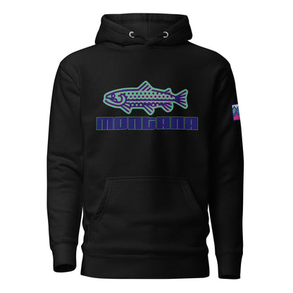 MONTANA TROUT LOGO V1 - BLUES AND GREENS - Unisex Hoodie