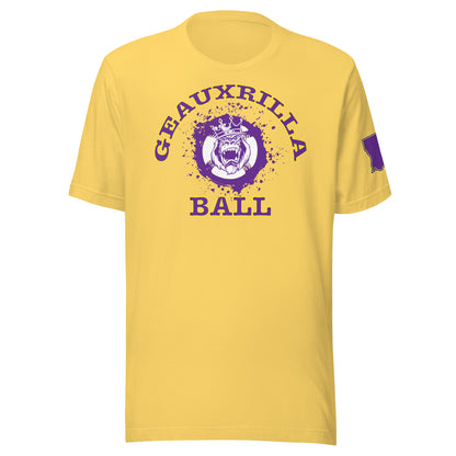 Unisex t-shirt Geauxrilla Ball / State of La On Sleeve