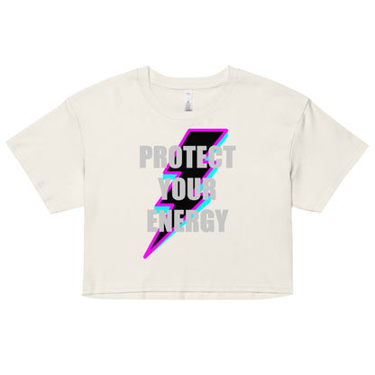 PROTECT YOUR ENERGY LB1 - GREY FONT - Women’s crop top