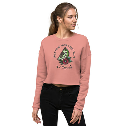 FLASH LIME/ TACOS & TEQUILA - BLACK FONT - Crop Sweatshirt